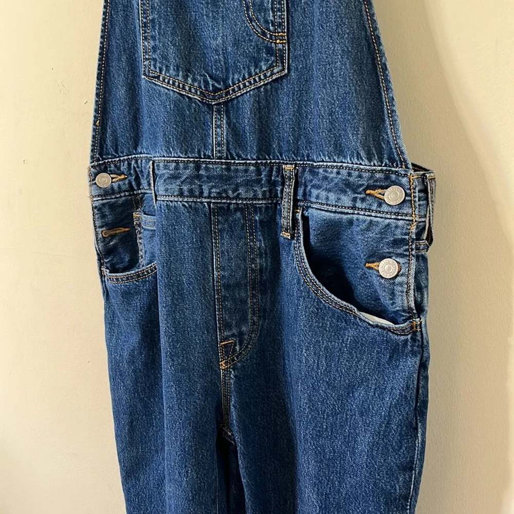 Levi's Original Skinny Medium Wash 100% Cotton Overalls Size Large - Picture 6 of 12